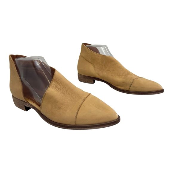 Free People Royale Cutout Flat Size 39 /9 Tan Leather Pointed Toe Boho Western - Picture 1 of 10